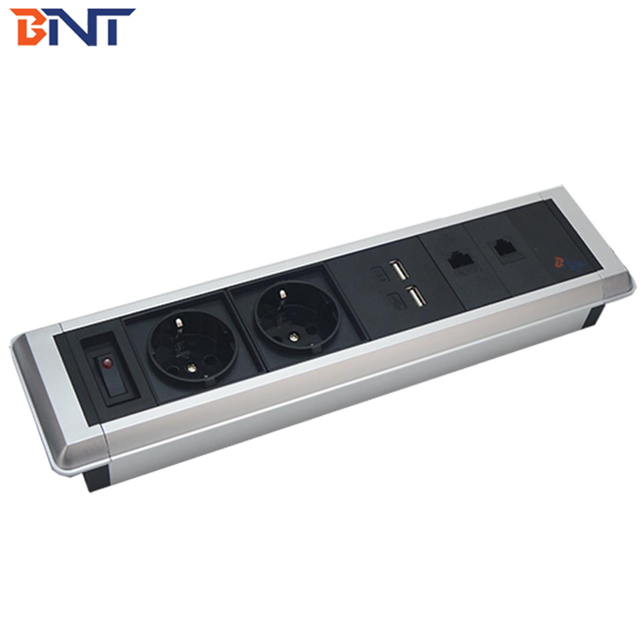 OEM/ODM BNT Equipo de oficina Horizontal Smart Tabletop Socket 10A Cable de alimentación UE Cubby Box con nivel IP44 para uso en oficina