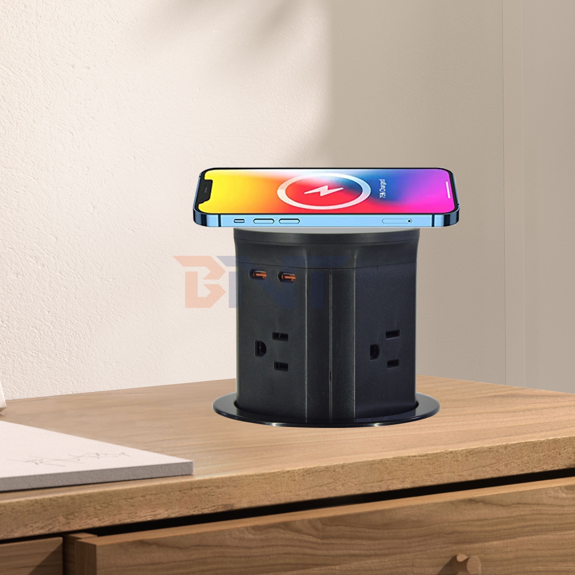 4 Outlet Us Standard Kitchen Lift Socket Hidden Pneumatic Pop-up Sockets EU UK Connectivity USB Wireless Charging