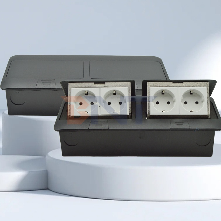 Aluminum Alloy Floor Socket Pop-up Waterproof Hidden Ground Socket Plug 4 Outlet Power Socket
