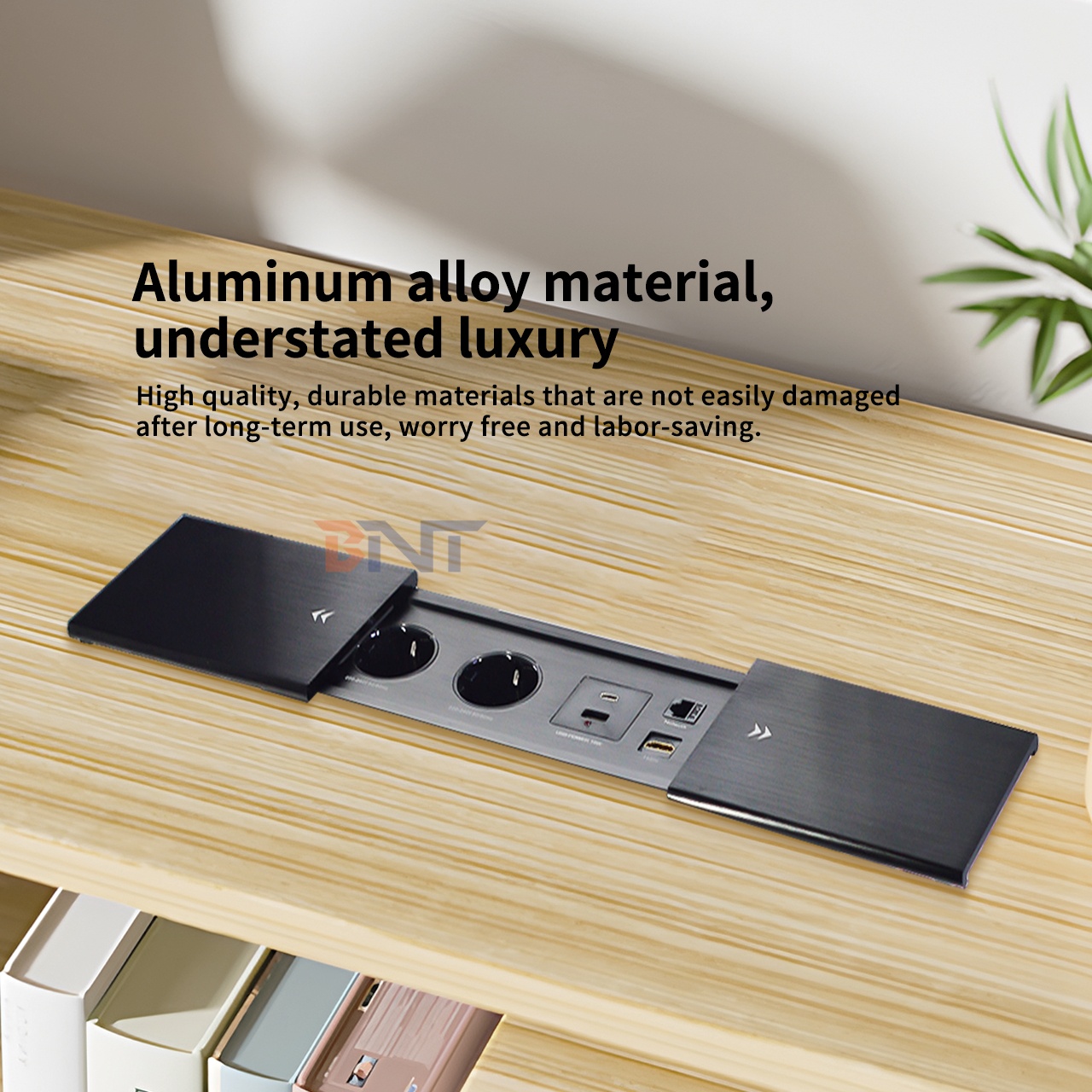 Slip-Open Desktop hidden AC power meter socket, multimedia power supply, data office desktop power socket with USB