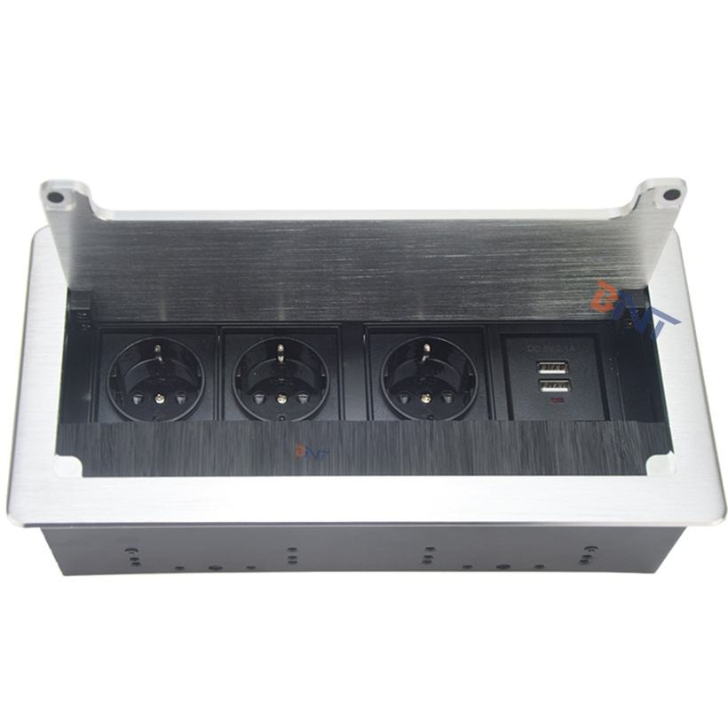Desktop cable grommet Conference Table Used Flip up Desk EURO Power Socket With Brushed Panel