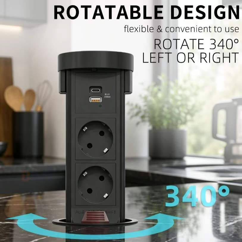 New 340° Rotatable Pull-Up Pop-Up Socket Launched for Modern Worktops