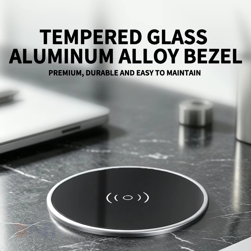 Tempered glass surface with aluminum alloy bezel