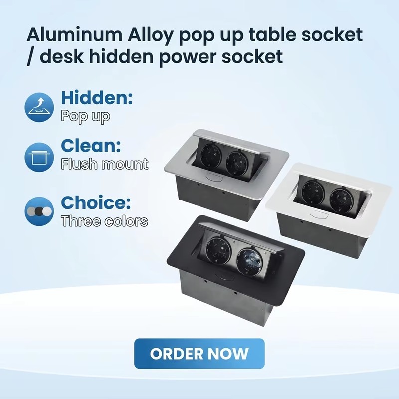 Desktop Pop-Up Socket Electrical Supplies Conference Table with Dual EU Power Standards