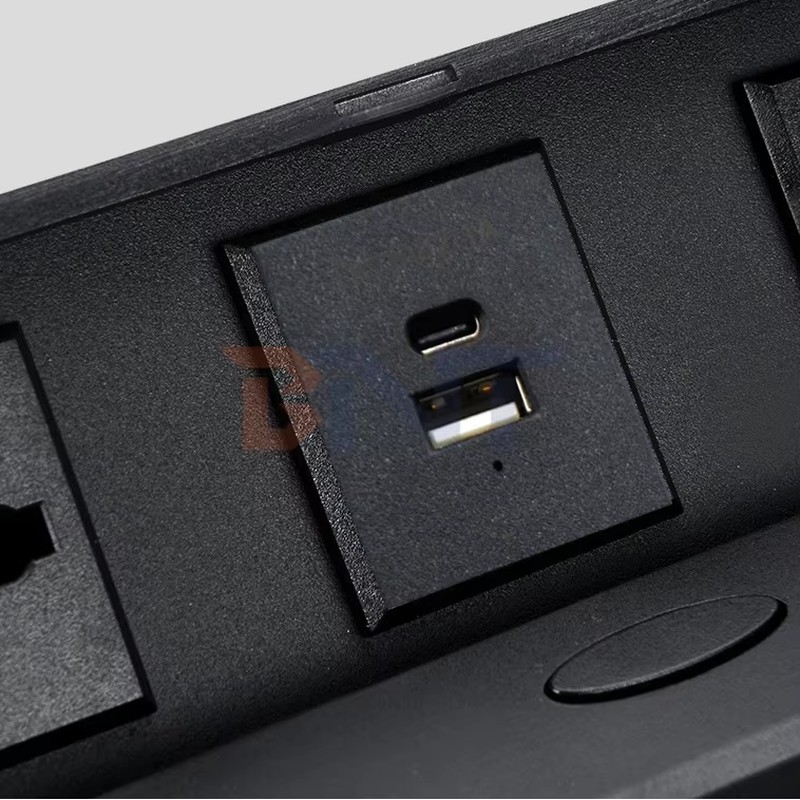 Custom Pop-Up Design Electric Power UK Plug Socket Flush Mount 2 Outlets Tabletop Socket for Meeting & Conference Tables detail image 9