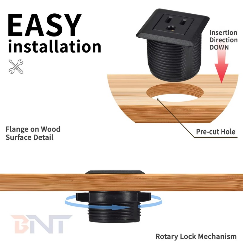 TS46US installation diagram showing the threaded panel mount
