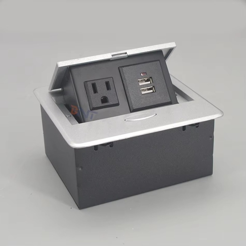 Hidden Pop Up Office Desk Outlet with USB Charging - view 1